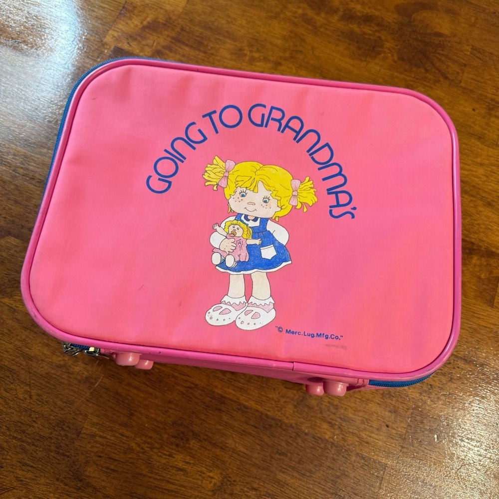 Vintage Mercury Luggage Pink 'Going to Grandma's' Kids Suitcase